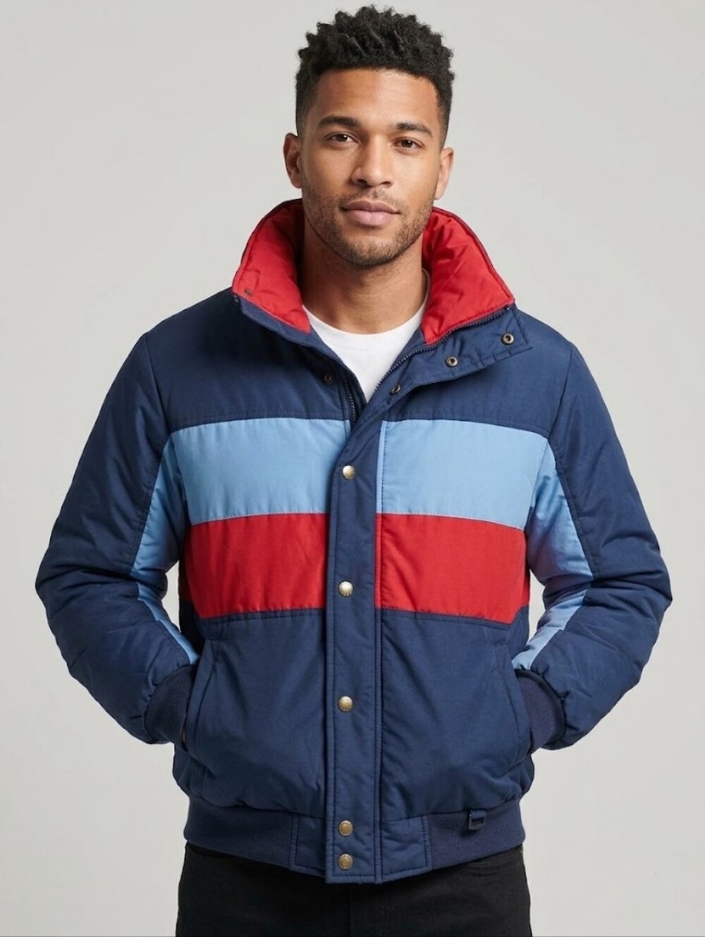 Vintage Field & Stream Navy and Red Colorblock Puffer Jacket Men's Size X-large